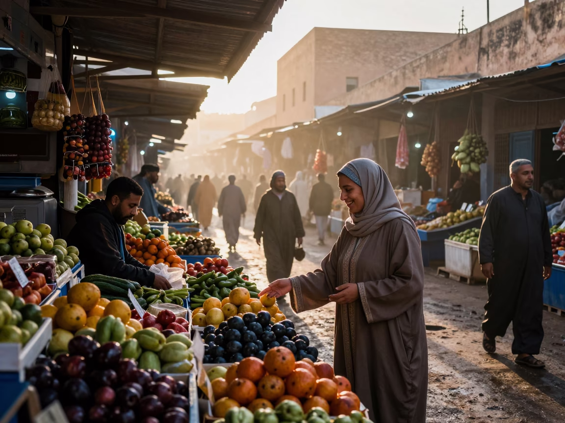 Casablanca Market Scene at First Light Of Dawn in in Casablanca, Morocco