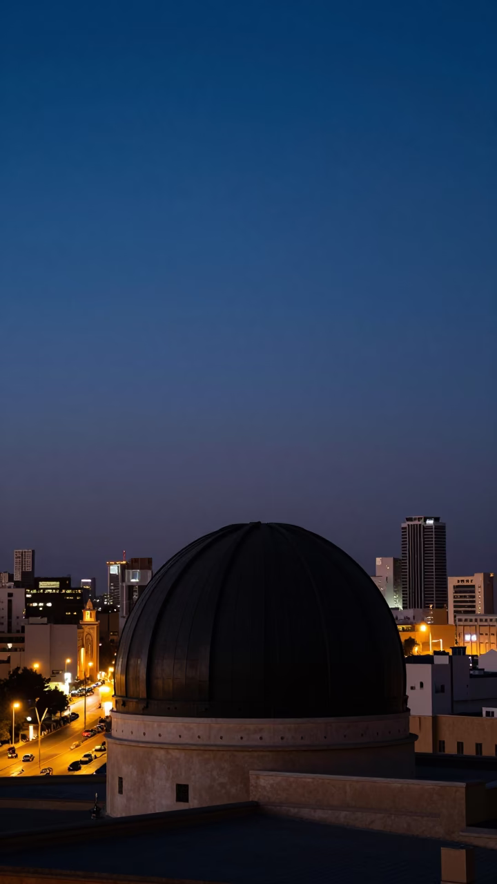 Casablanca Morocco Blue Hour Observatory Dome Silhouette Street Photography in in Casablanca, Morocco