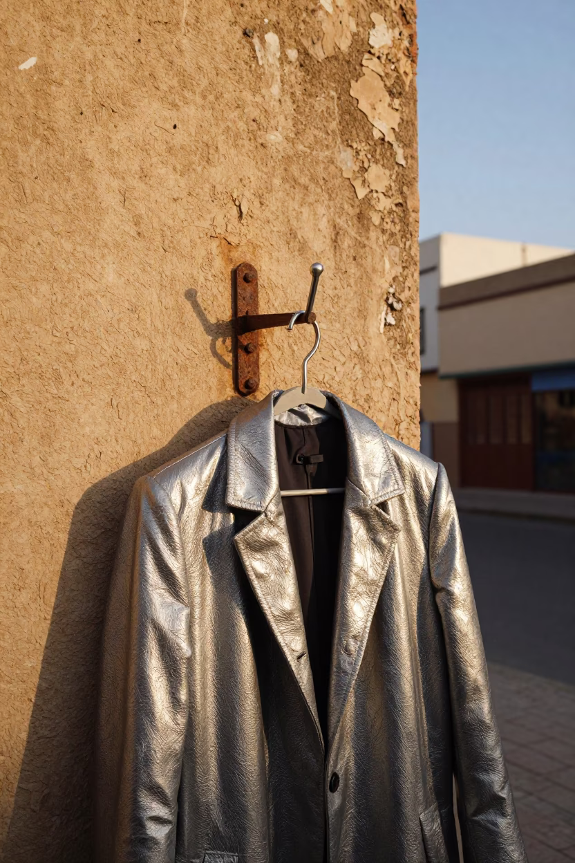 Casablanca Morocco Late Afternoon Street Scene with Brushed Steel Coat Hook in in Casablanca, Morocco
