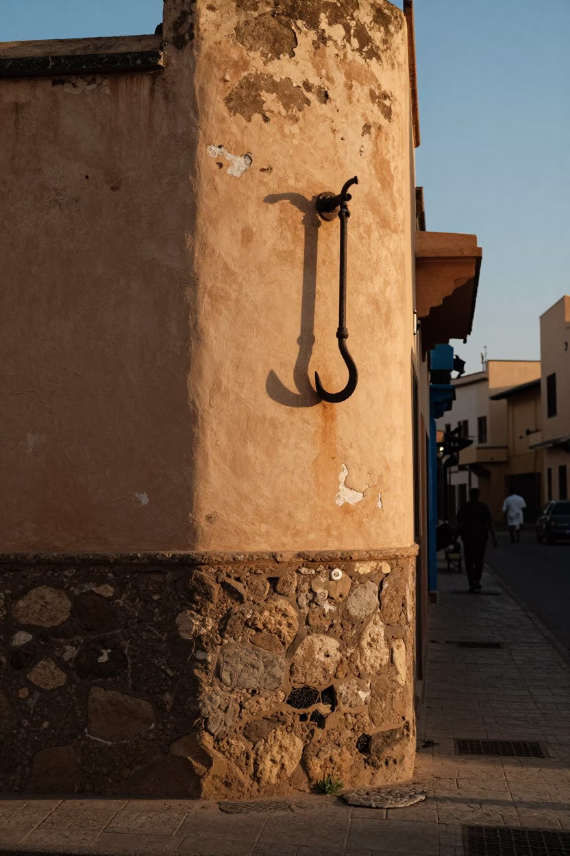 Casablanca Morocco Late Afternoon Street Scene with Iron Hook and Mint Leaves in in Casablanca, Morocco