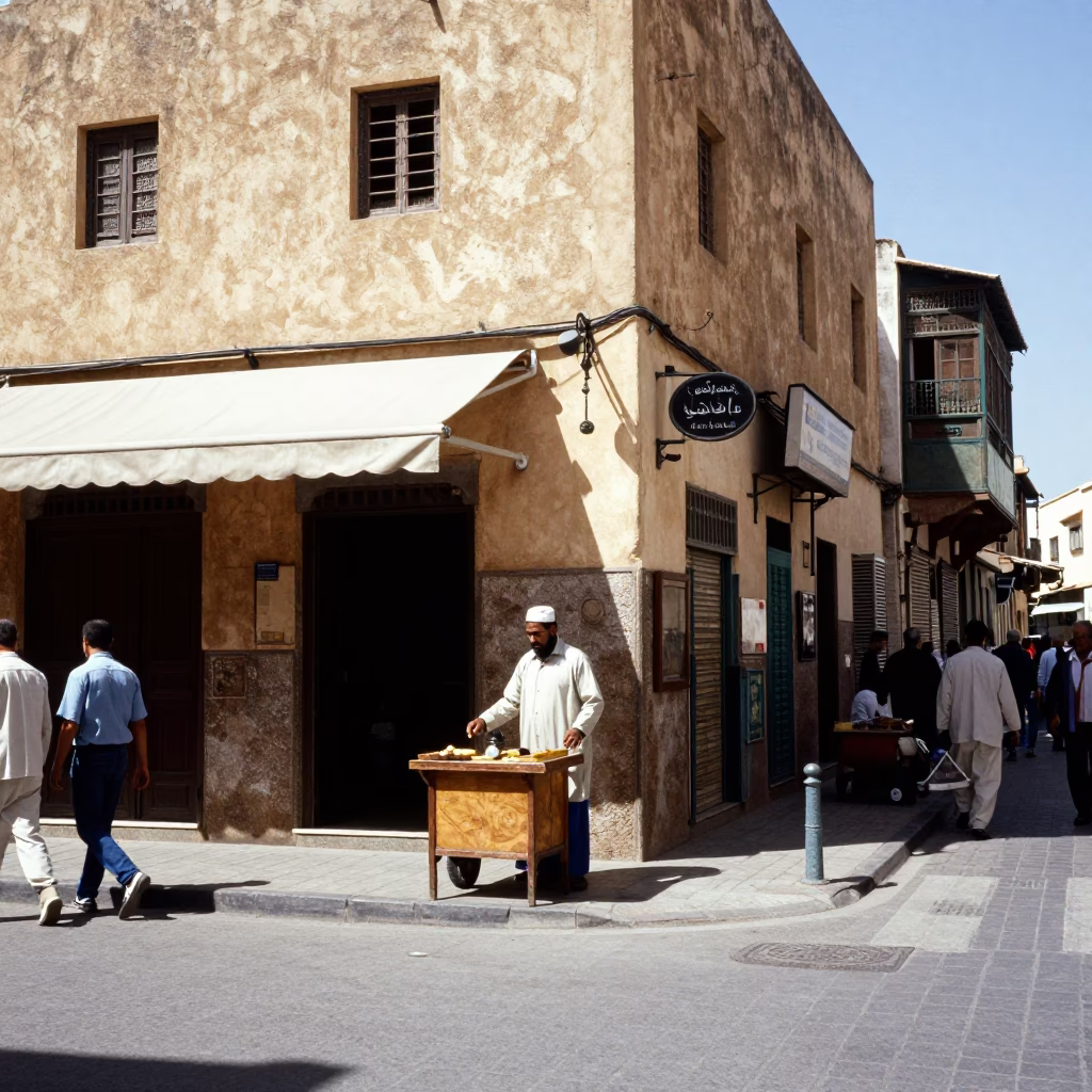 Casablanca Morocco Midday Street Scene with Vintage 1990s Details in in Casablanca, Morocco