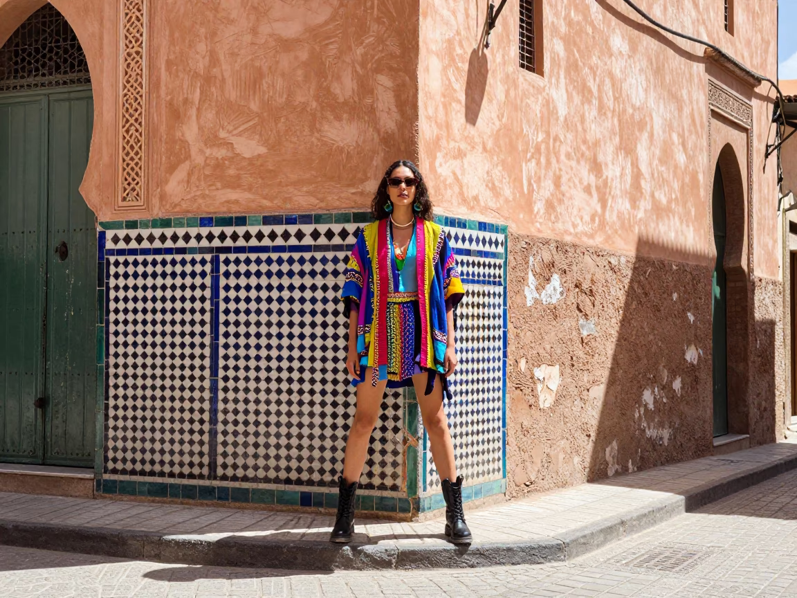 Casablanca Street Portrait at Bright Midmorning Light in in Casablanca, Morocco