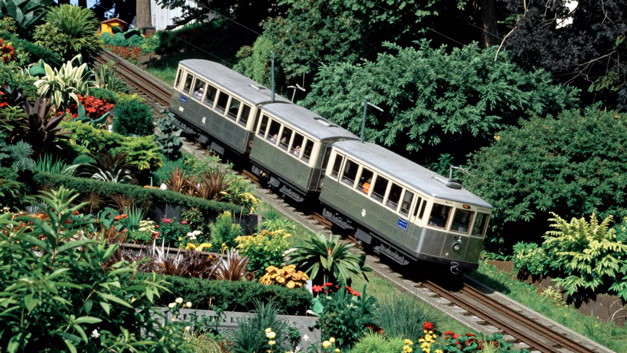 Cascading Greenery of Seattle's West Point Funicular Railway Amidst Terraced Gardens in in Seattle, Washington, United States