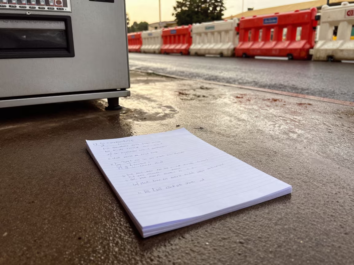 Case Notes Beside Vending Machine in along barricaded protest routes near Harare