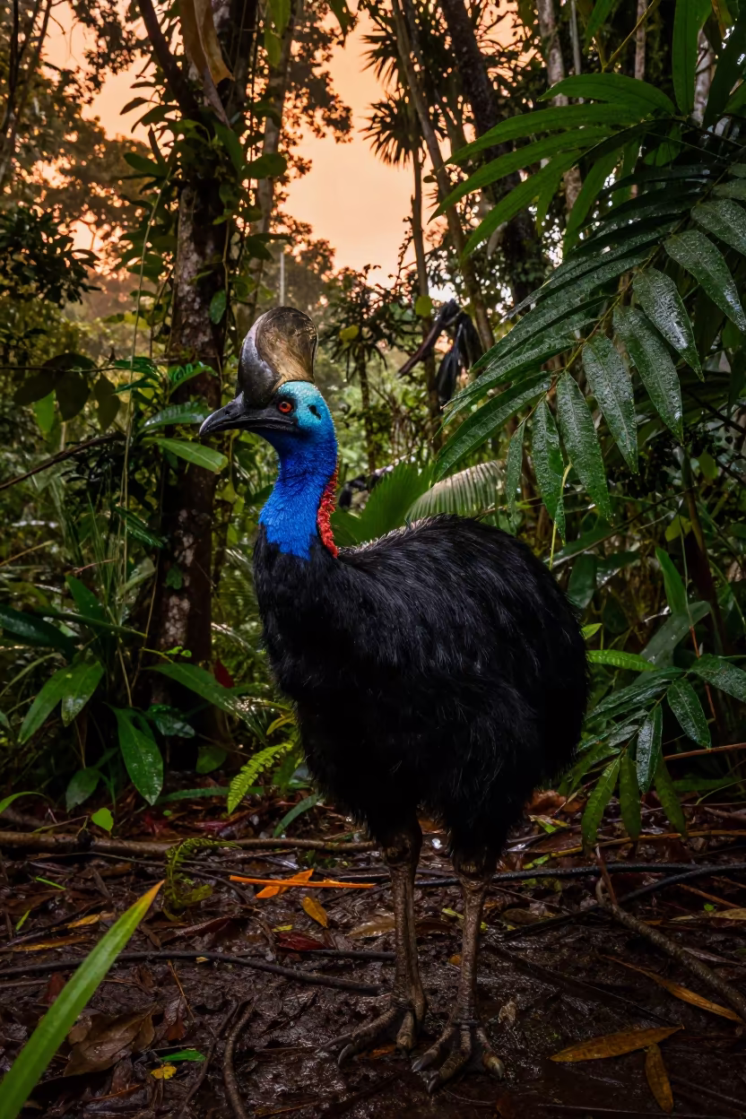 Cassowary Blue Neck in Rio Evening Light in near Rio de Janeiro