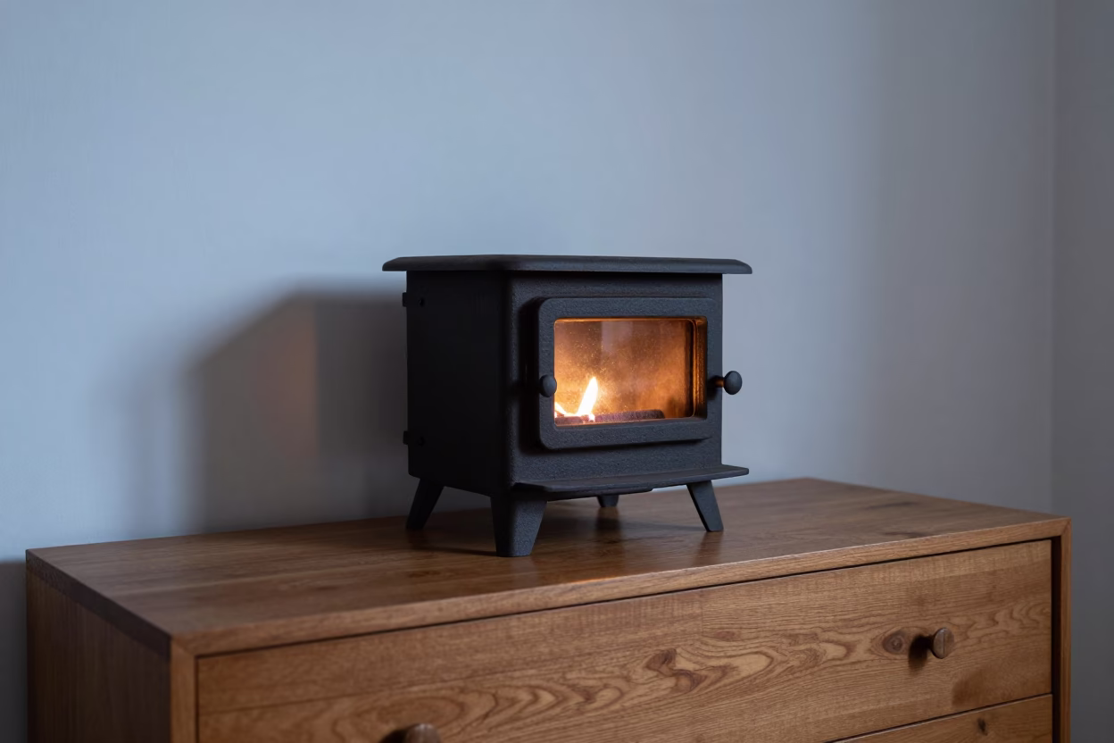 Cast Iron Stove on Madrid Hotel Dresser in on a hotel dresser in Sol, Madrid