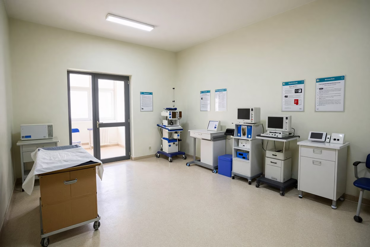 Cast Room Floor Drape Carton Aleppo Radiology in inside a radiology imaging room in Aleppo