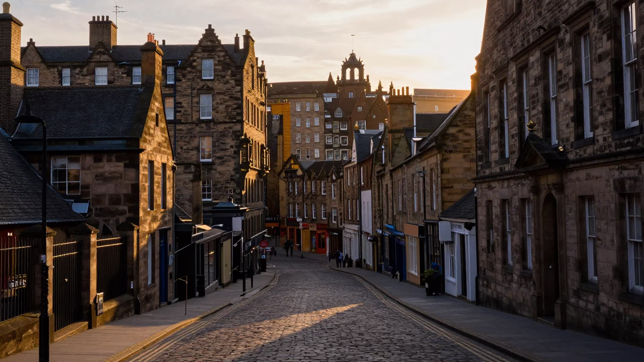 Castle And Old Town Streets in Edinburgh in in Edinburgh, United Kingdom
