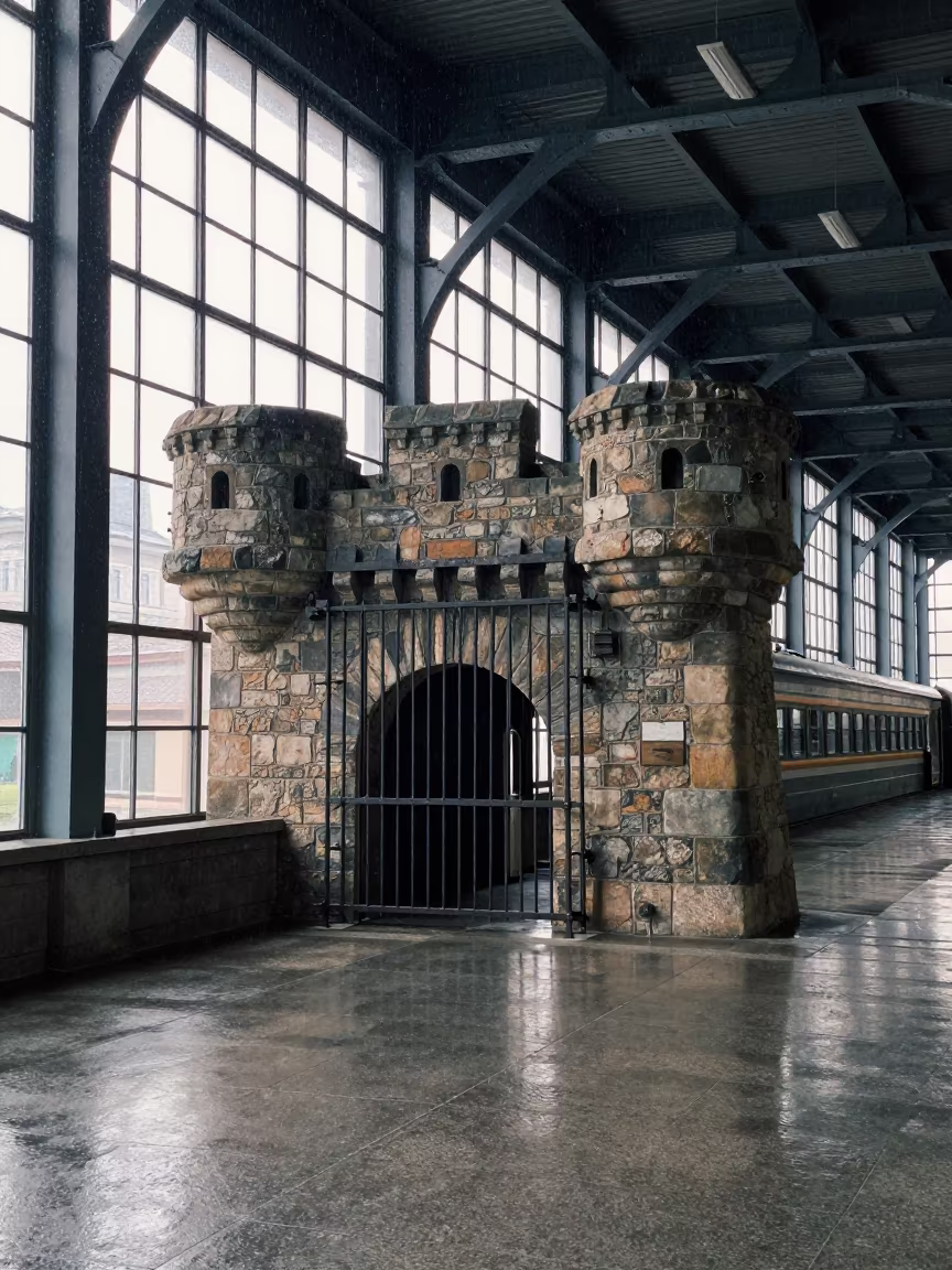 Castle Barbican Inside Restored Dalian Train Terminal in inside a restored train terminal in Dalian