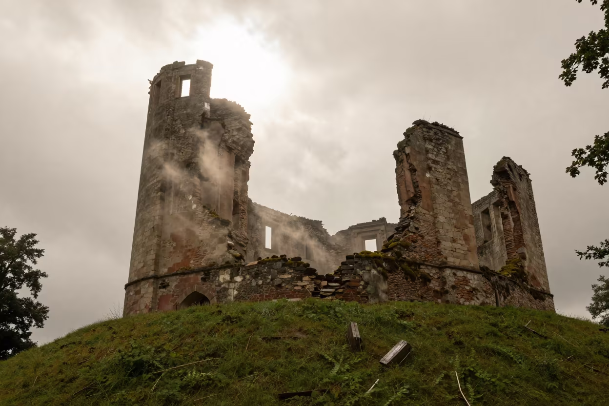 Castle Ruins on Hilltop Late Morning in near Frankfurt