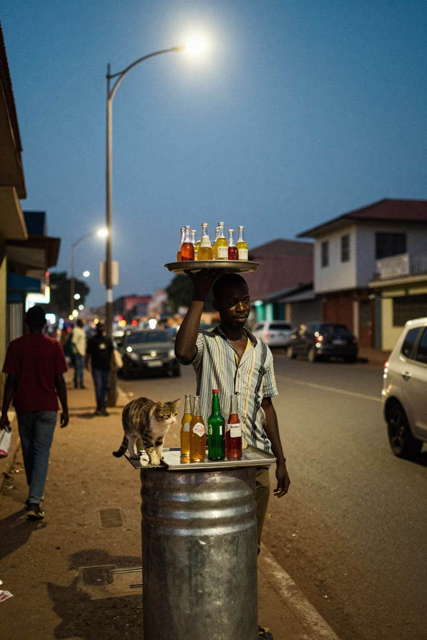 Cat after dark in Accra in in Accra, Ghana