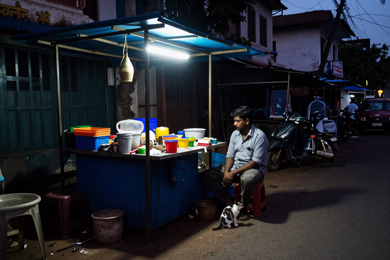 Cat after dark in Kochi in in Kochi, India