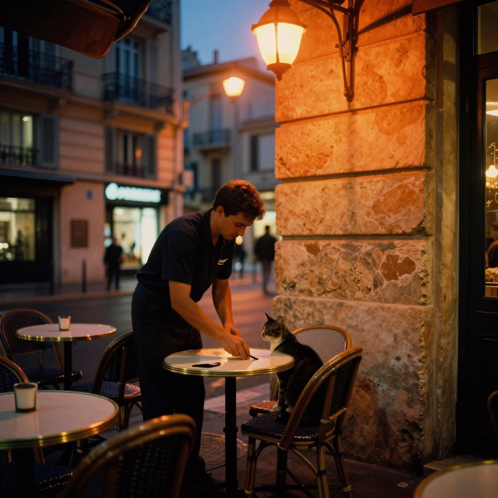 Cat after dark in Marseille in in Marseille, France