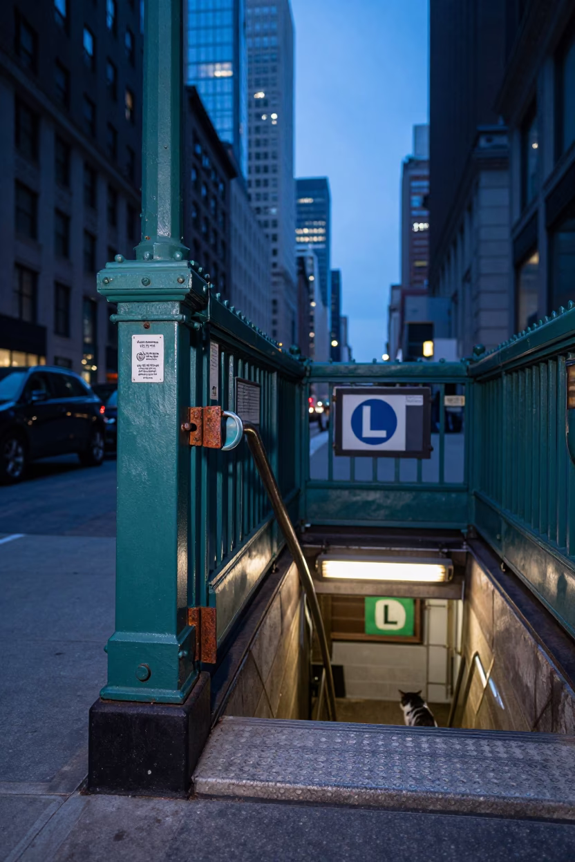 Cat at Blue Hour in Chicago in in Chicago, Illinois, United States