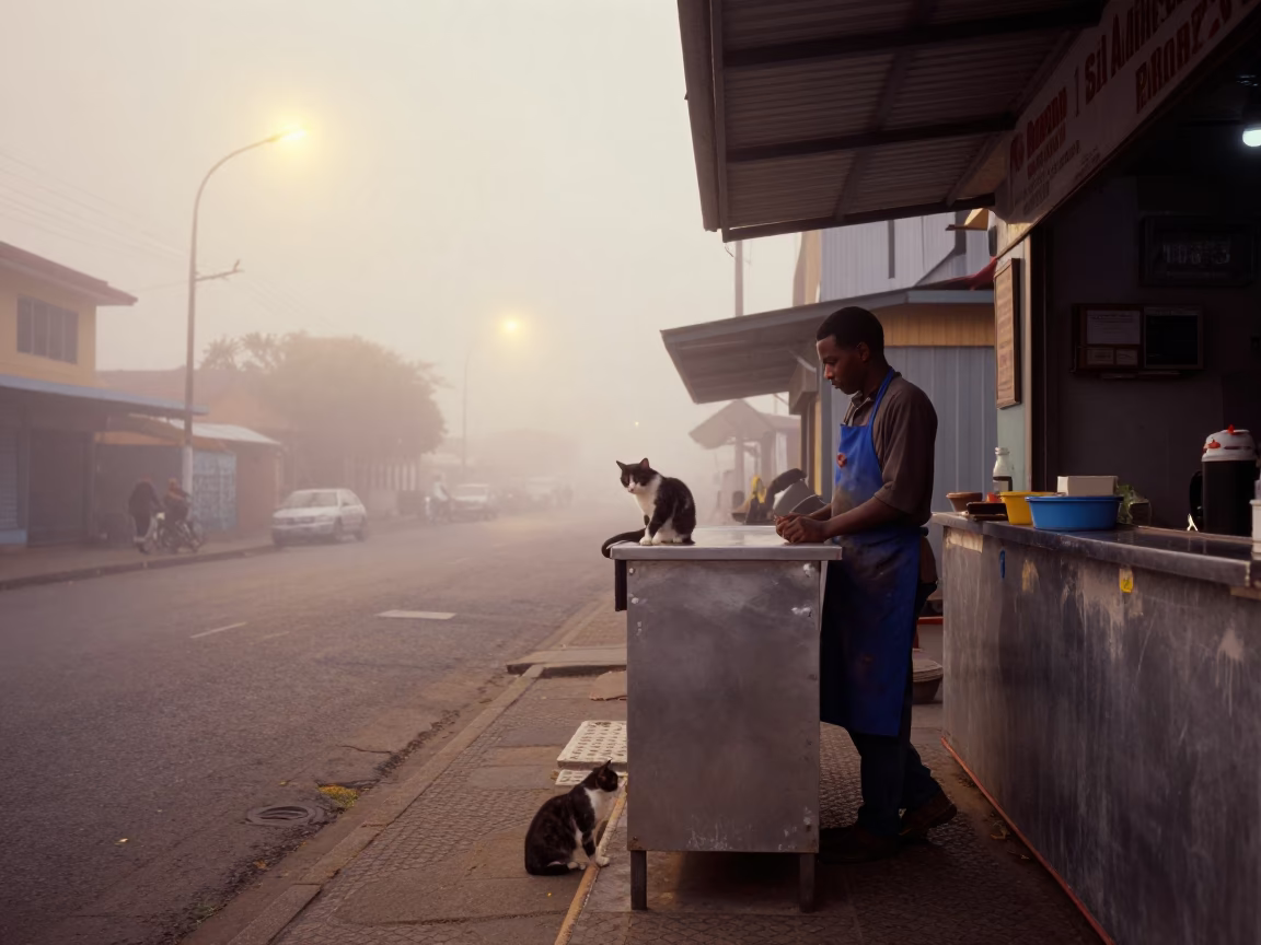 Cat at Dawn Light in Durban in in Durban, South Africa