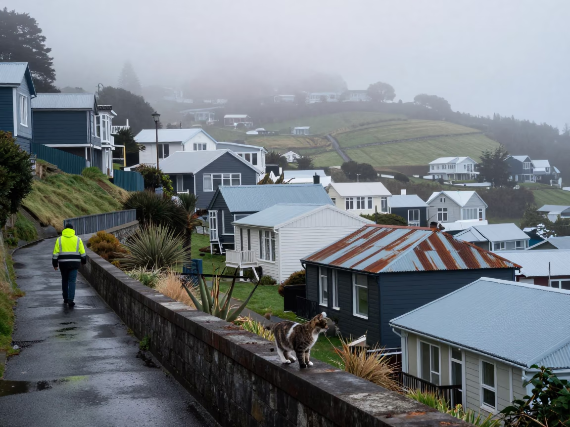 Cat at Dawn Light in Wellington in in Wellington, New Zealand