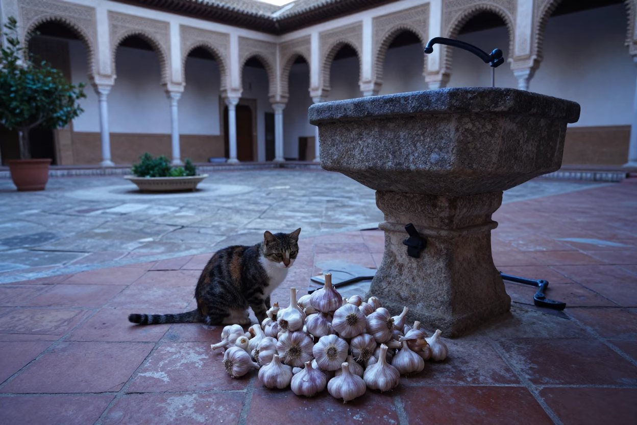 Cat at Early Morning Light in in Granada, Spain