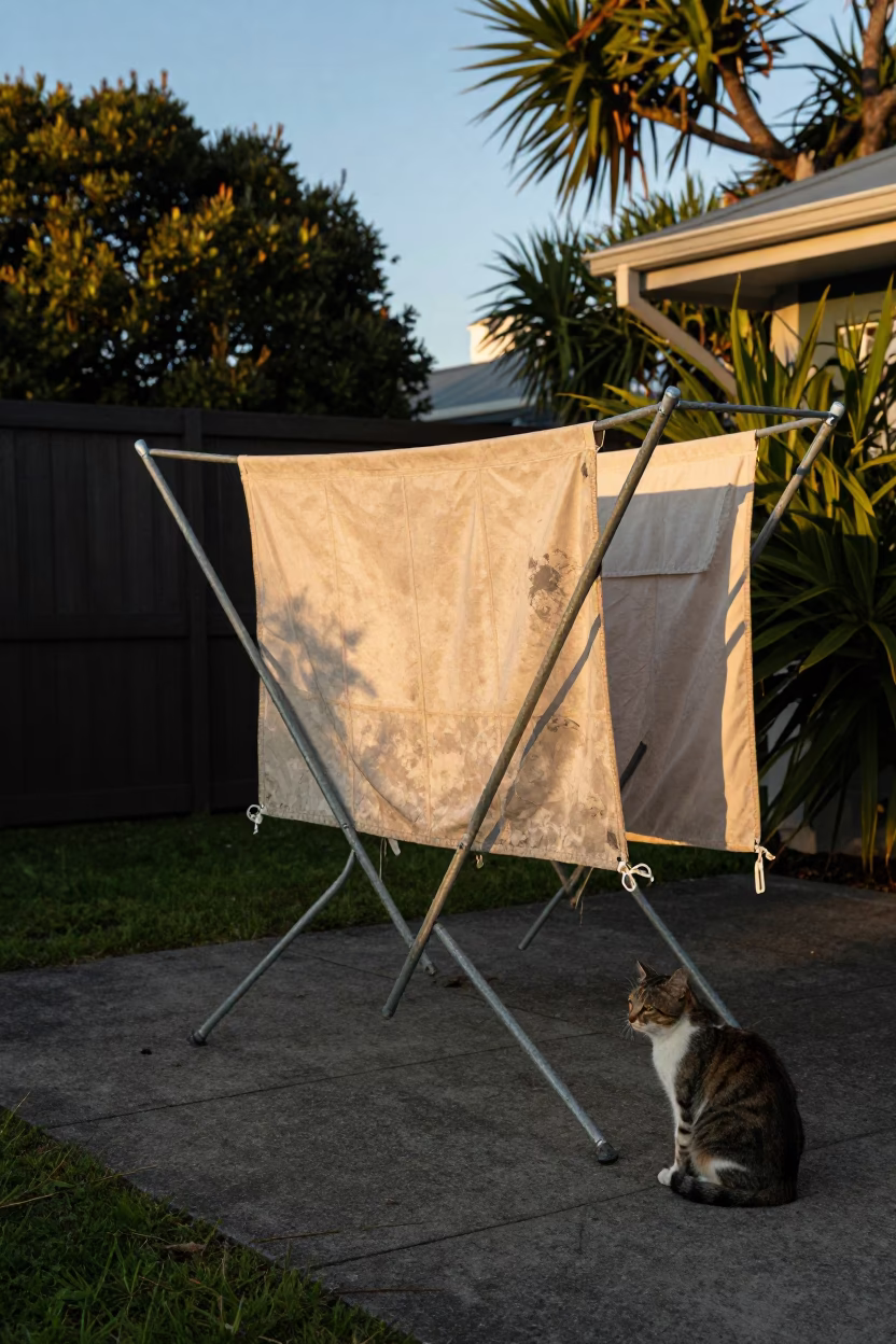 Cat at Evening Light in Auckland in in Auckland, New Zealand