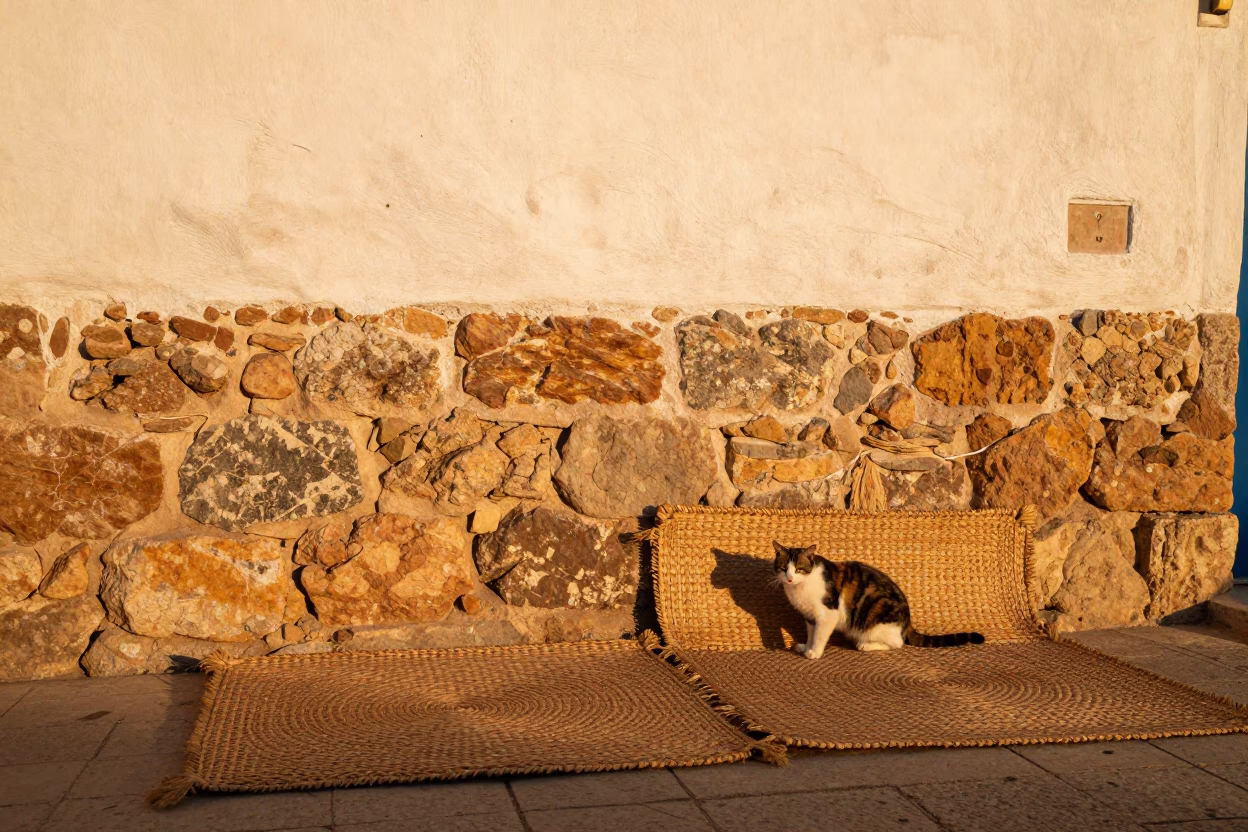 Cat at Evening Light in Essaouira in in Essaouira, Morocco