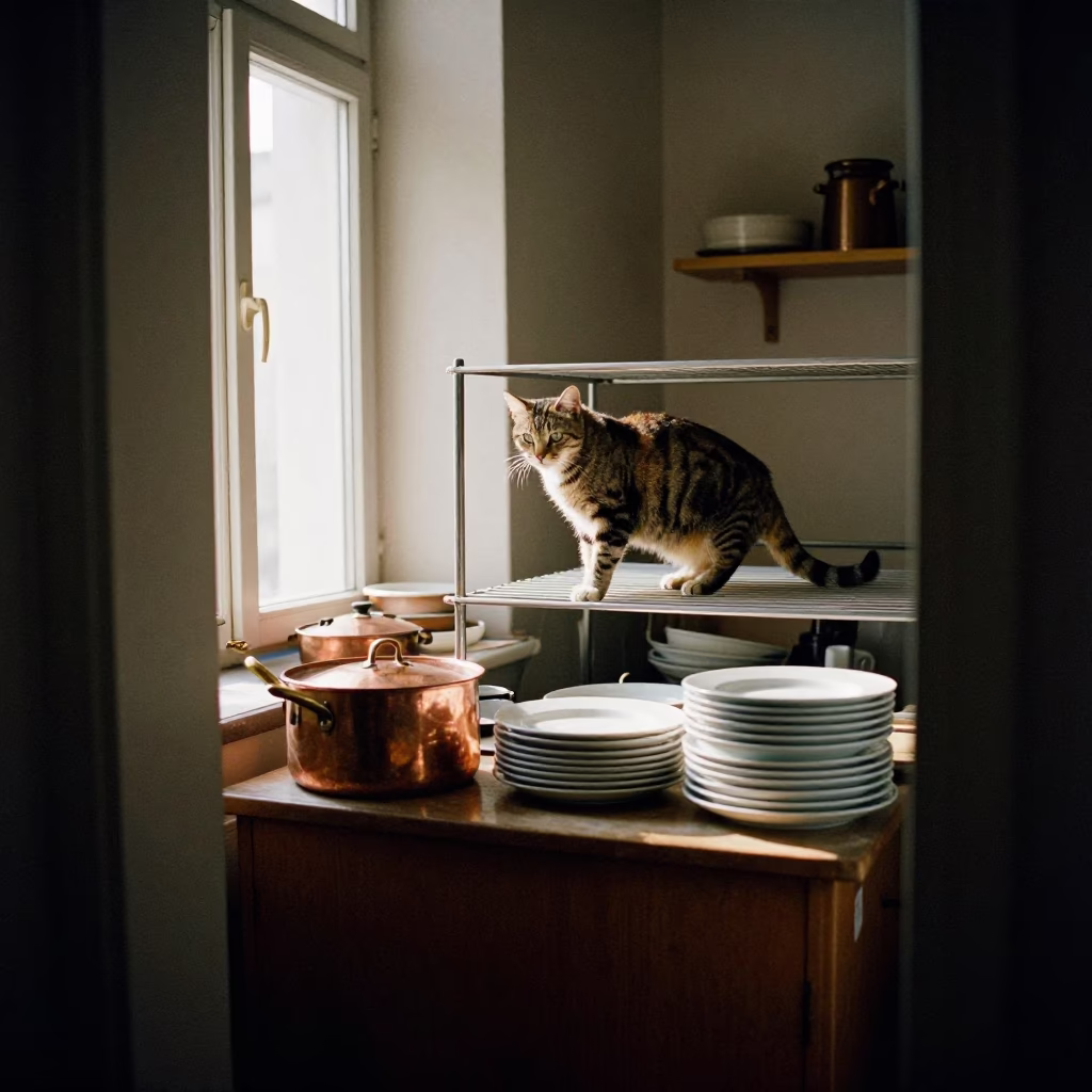 Cat at Late Afternoon Light in Berlin in in Berlin, Germany
