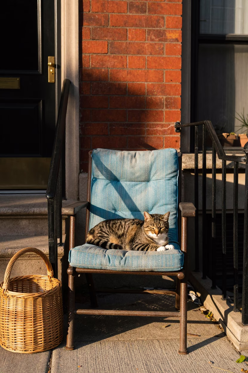 Cat at Late Afternoon Light in Chicago in in Chicago, Illinois, United States