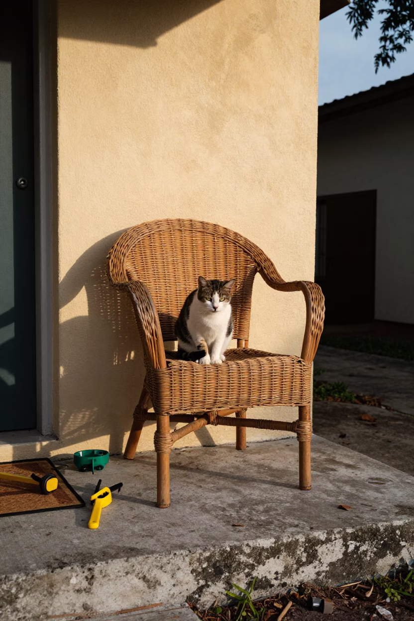 Cat at Late Afternoon Light in Miami in in Miami, Florida, United States