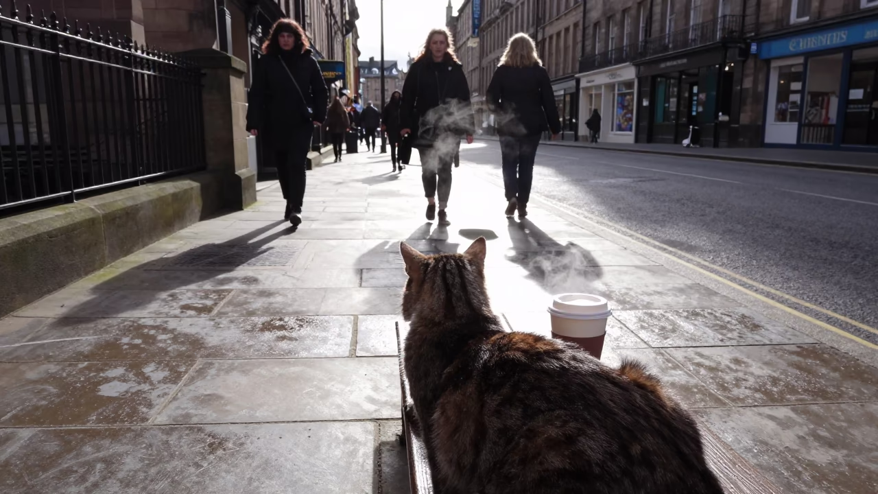 Cat at Late Morning Light in in Edinburgh, United Kingdom