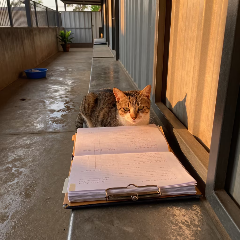 Cat Behavior Binder in Bujumbura Kennel Corridor in in a boarding kennel corridor in Bujumbura