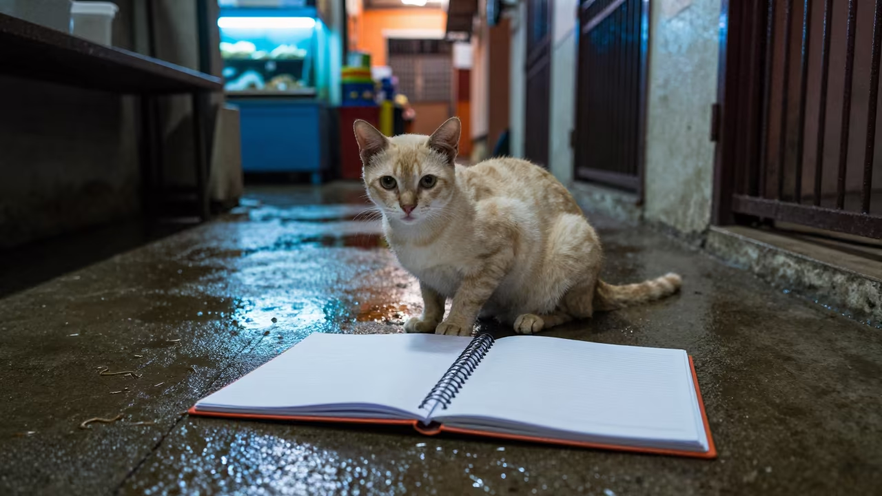 Cat Behavior Binder in Khulna Kennel in in a boarding kennel corridor in Khulna