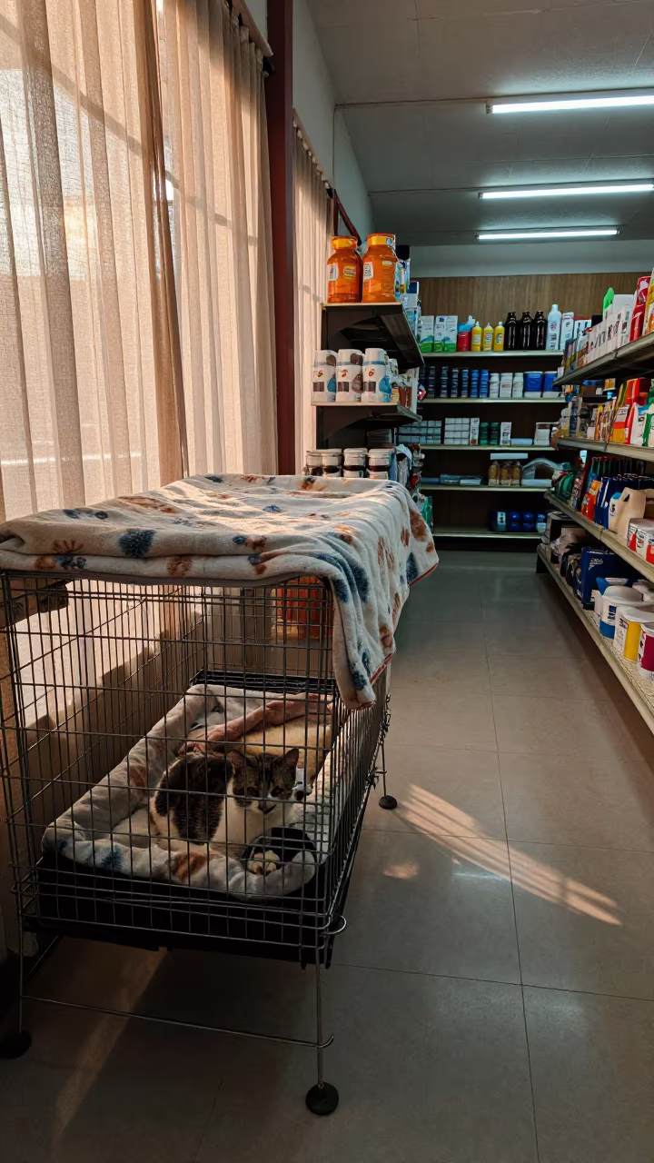 Cat in Blanket Shelf Calm Care Interval in inside a pet store aisle near Coimbatore
