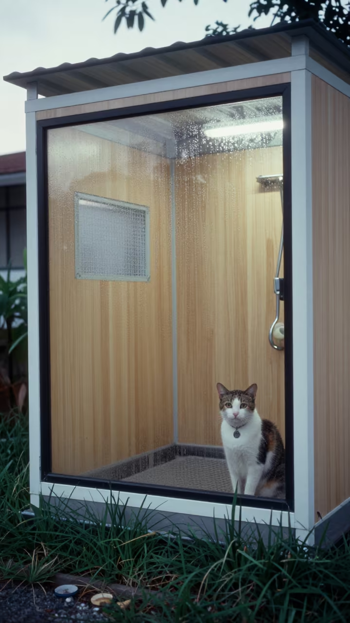 Cat Condo Wall at Morning Dog Wash Station in at a self-serve dog wash station near Johor Bahru