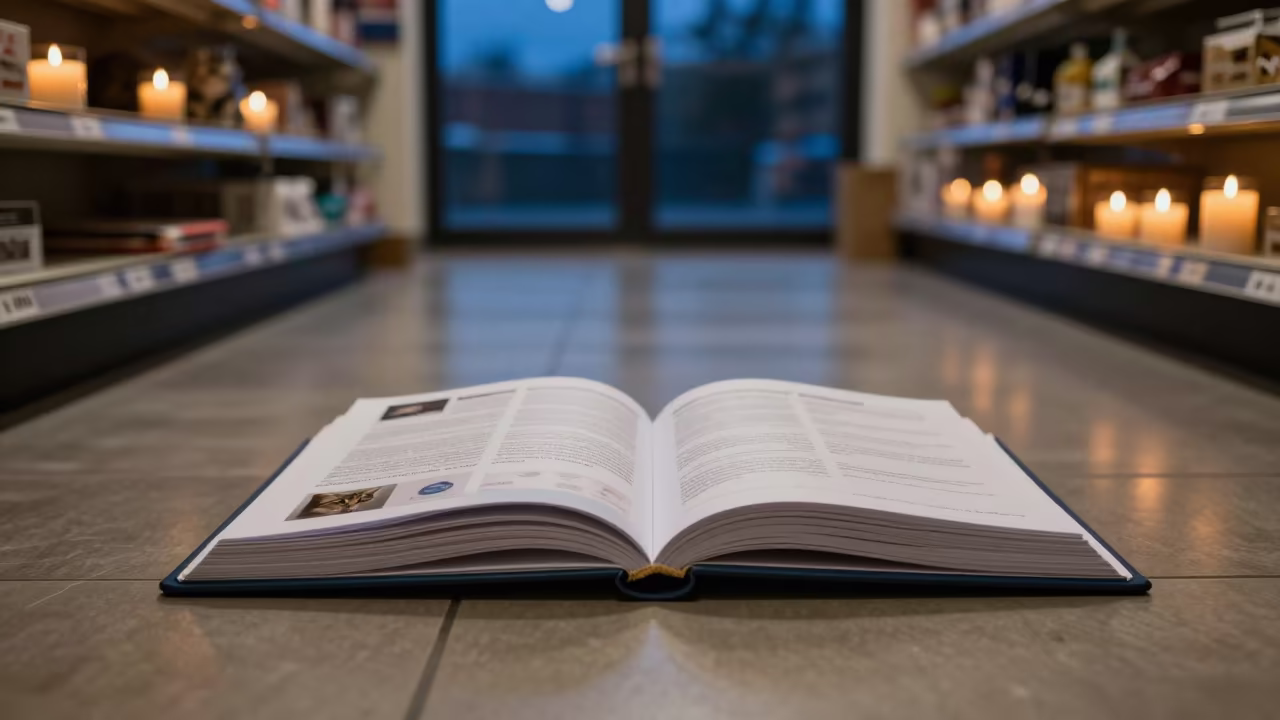 Cat Consult Binder in Pet Store Aisle in inside a pet store aisle in Saly