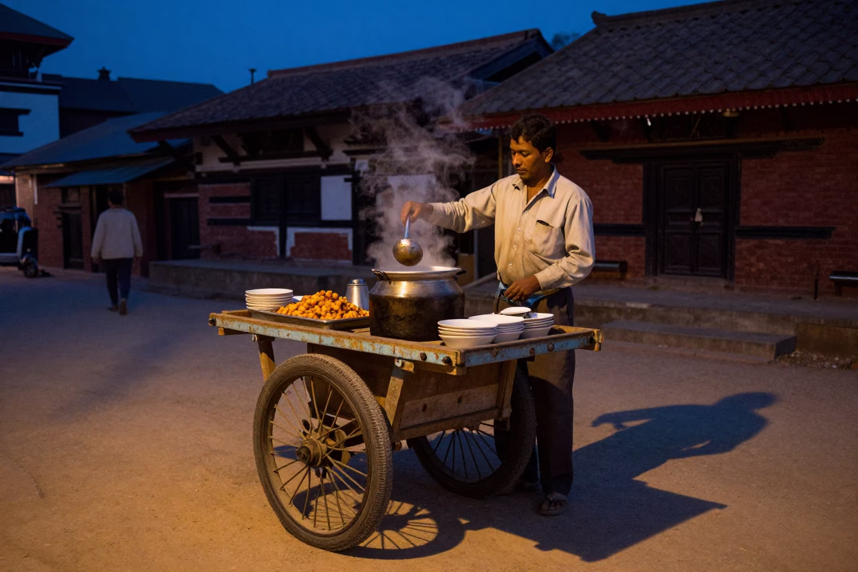 Cat Food in Kathmandu at Twilight in in Kathmandu, Nepal