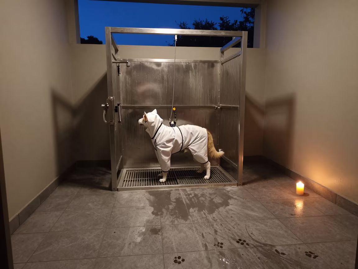 Cat Gown Shelf Dog Wash Station Maradi in at a self-serve dog wash station in Maradi
