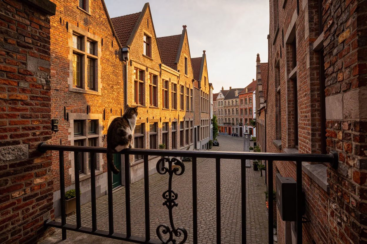 Cat in Brussels at Golden Hour in in Brussels, Belgium