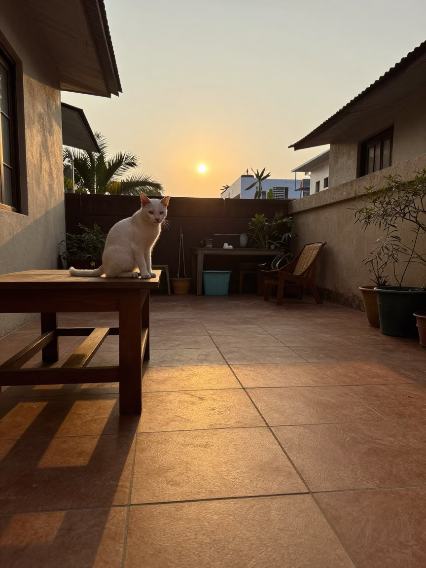Cat in Chennai at Golden Hour in in Chennai, India