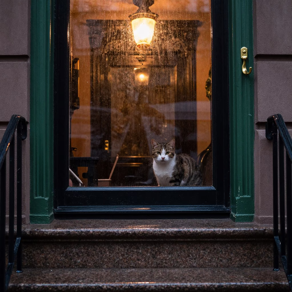 Cat in Chicago at Dusk Light in in Chicago, Illinois, United States