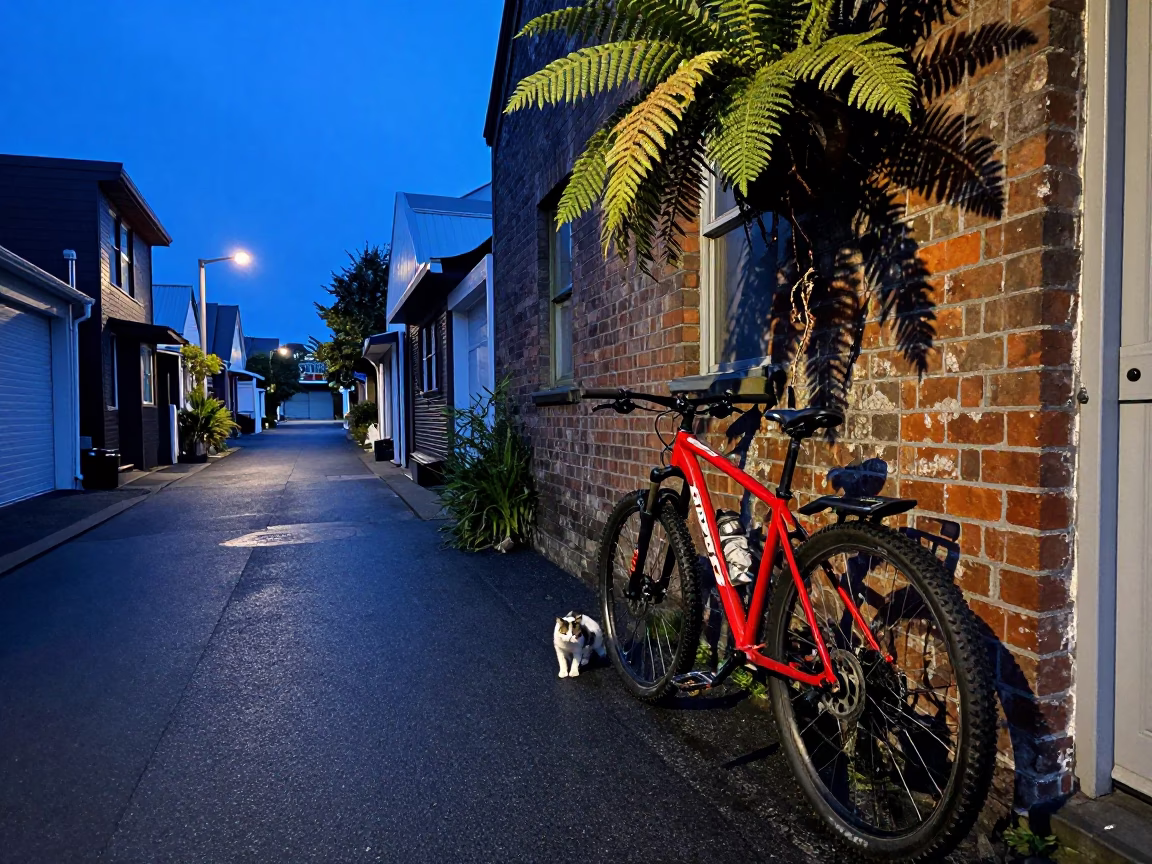 Cat in Christchurch at Blue Hour in in Christchurch, New Zealand
