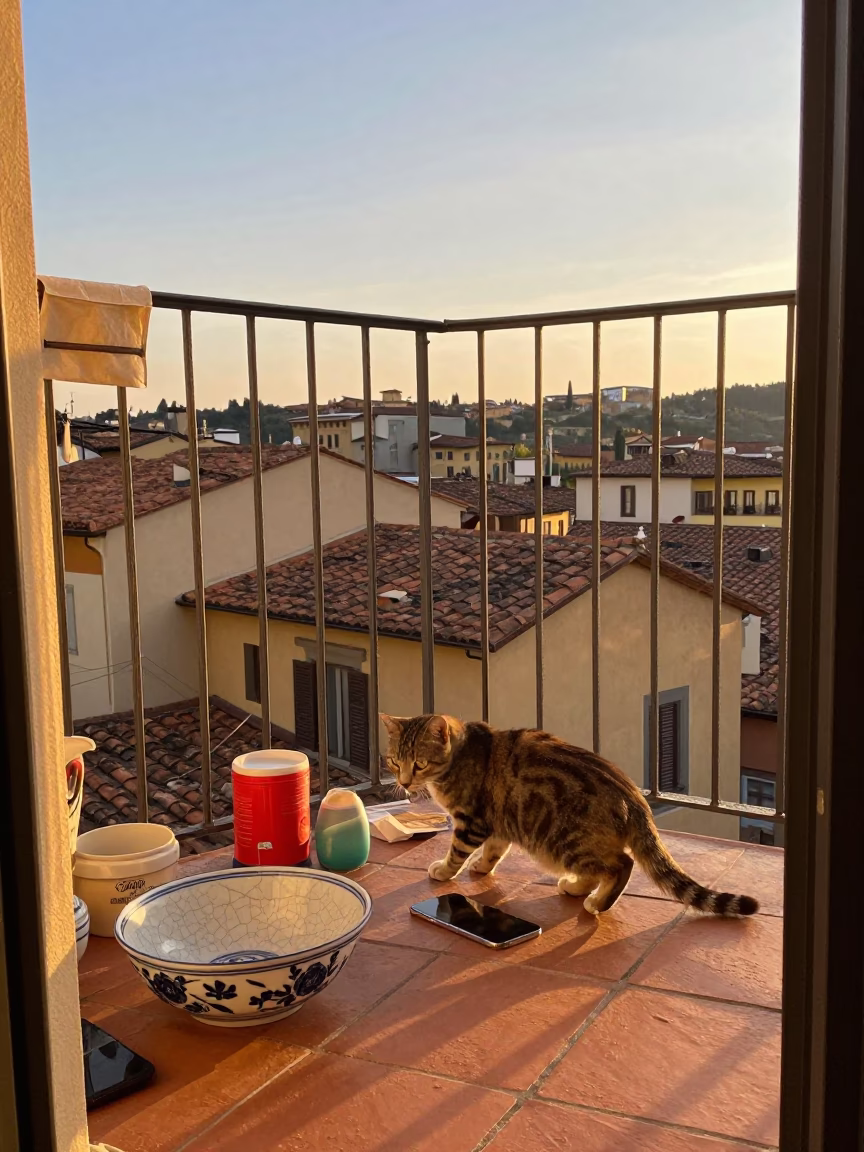 Cat in Florence at Golden Hour in in Florence, Italy