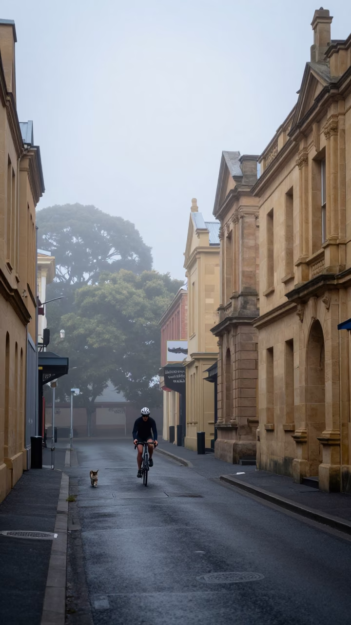 Cat in Hobart at Early Morning Light in in Hobart, Tasmania, Australia