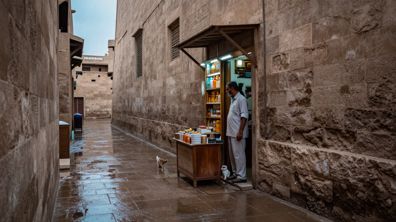Cat in Luxor at First Light in in Luxor, Egypt