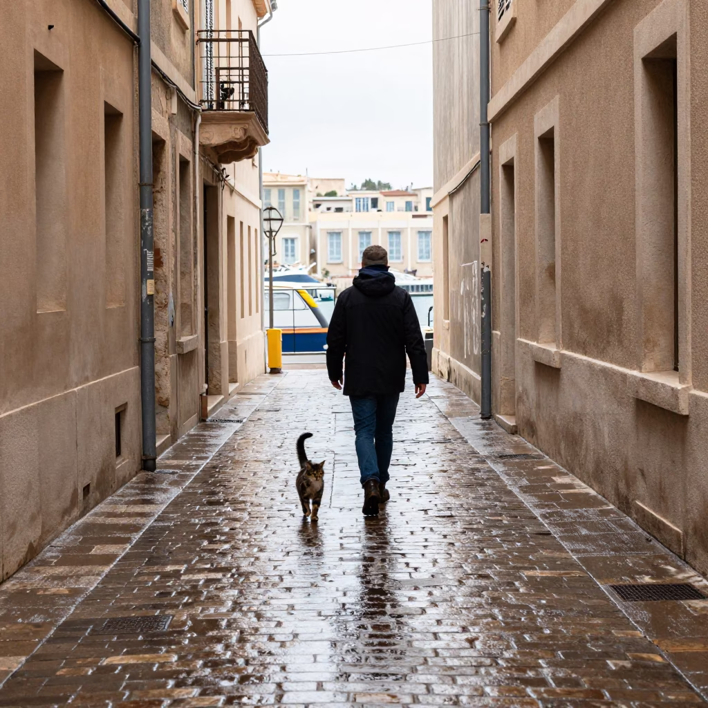 Cat in Marseille at Noon Light in in Marseille, France