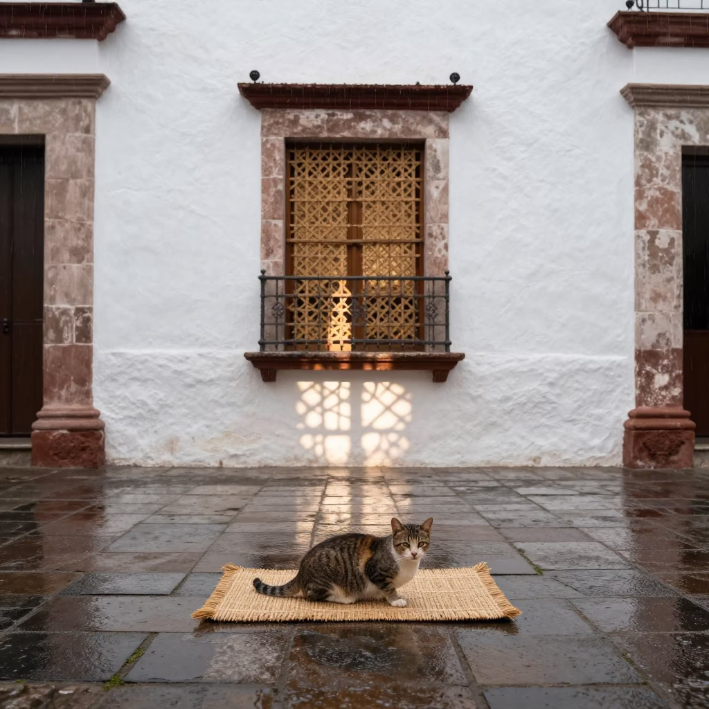 Cat in Merida at First Light in in Merida, Mexico