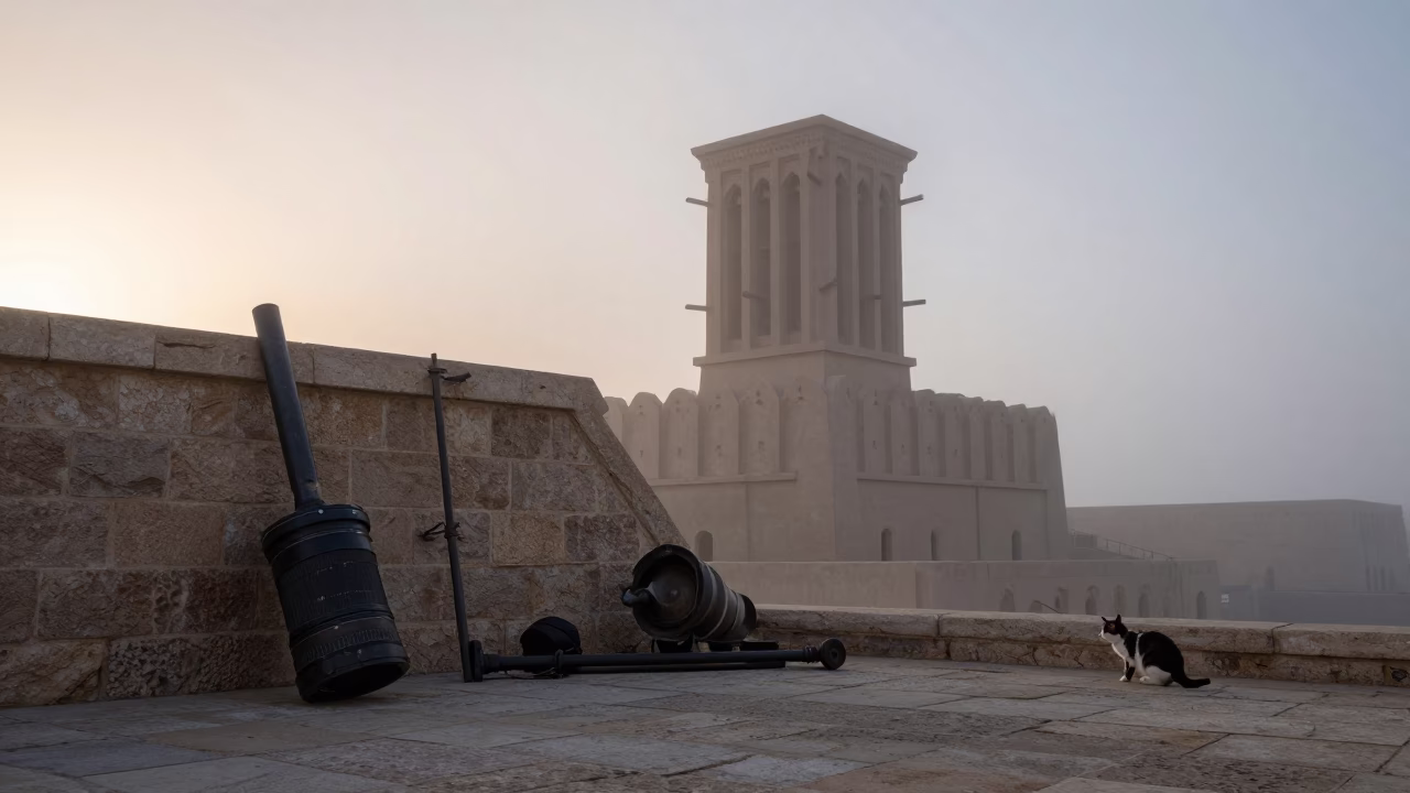 Cat in Muscat at Dawn Light in in Muscat, Oman