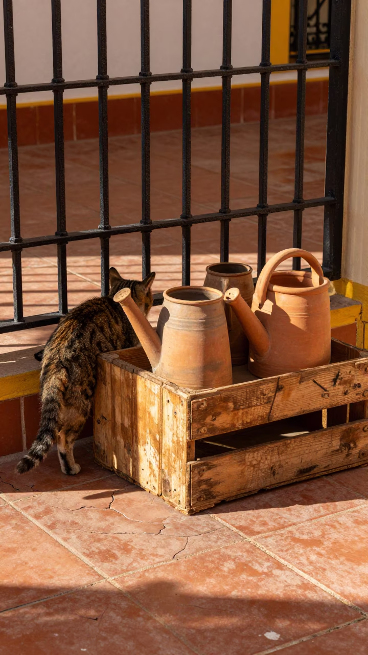 Cat in Seville at Late Afternoon Light in in Seville, Spain