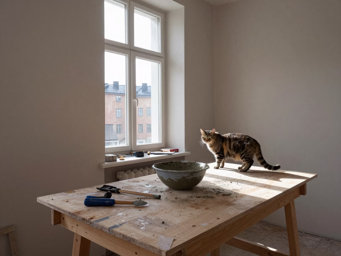 Cat in Stockholm at Afternoon Light in in Stockholm, Sweden