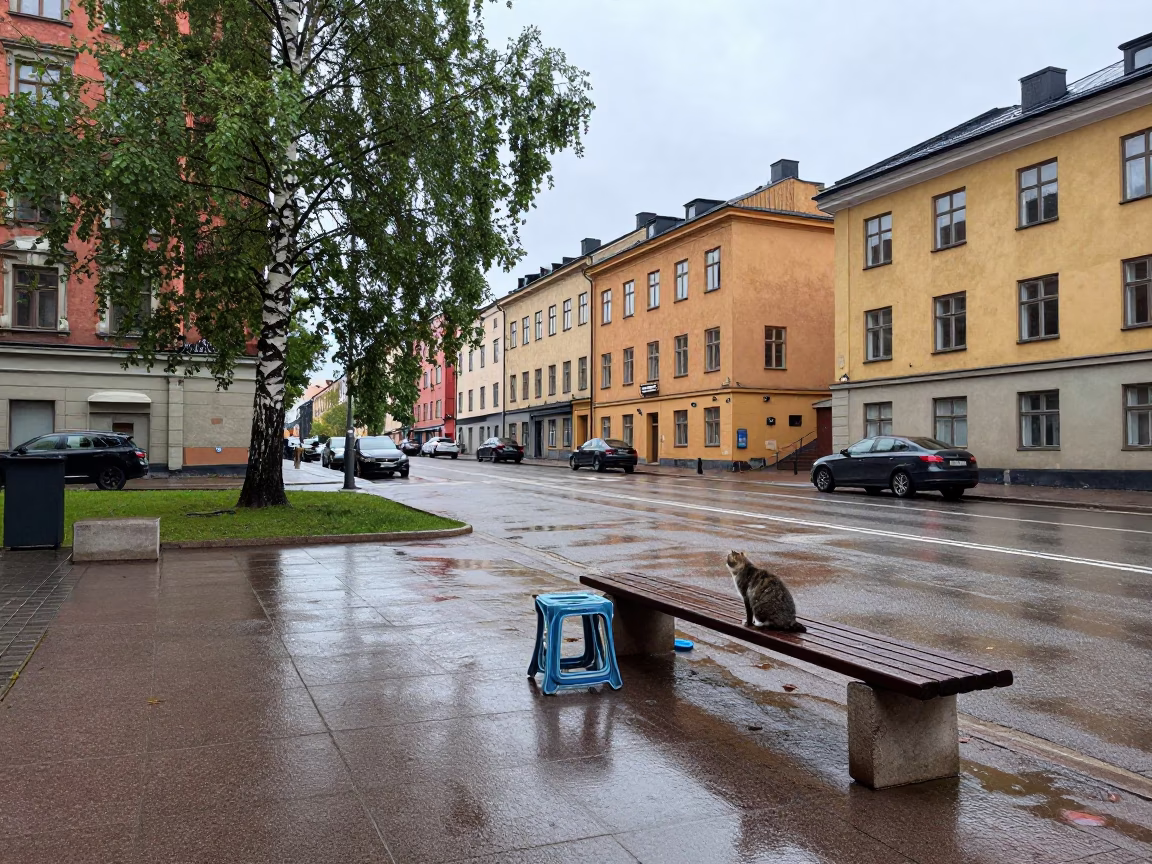 Cat in Stockholm at First Light in in Stockholm, Sweden