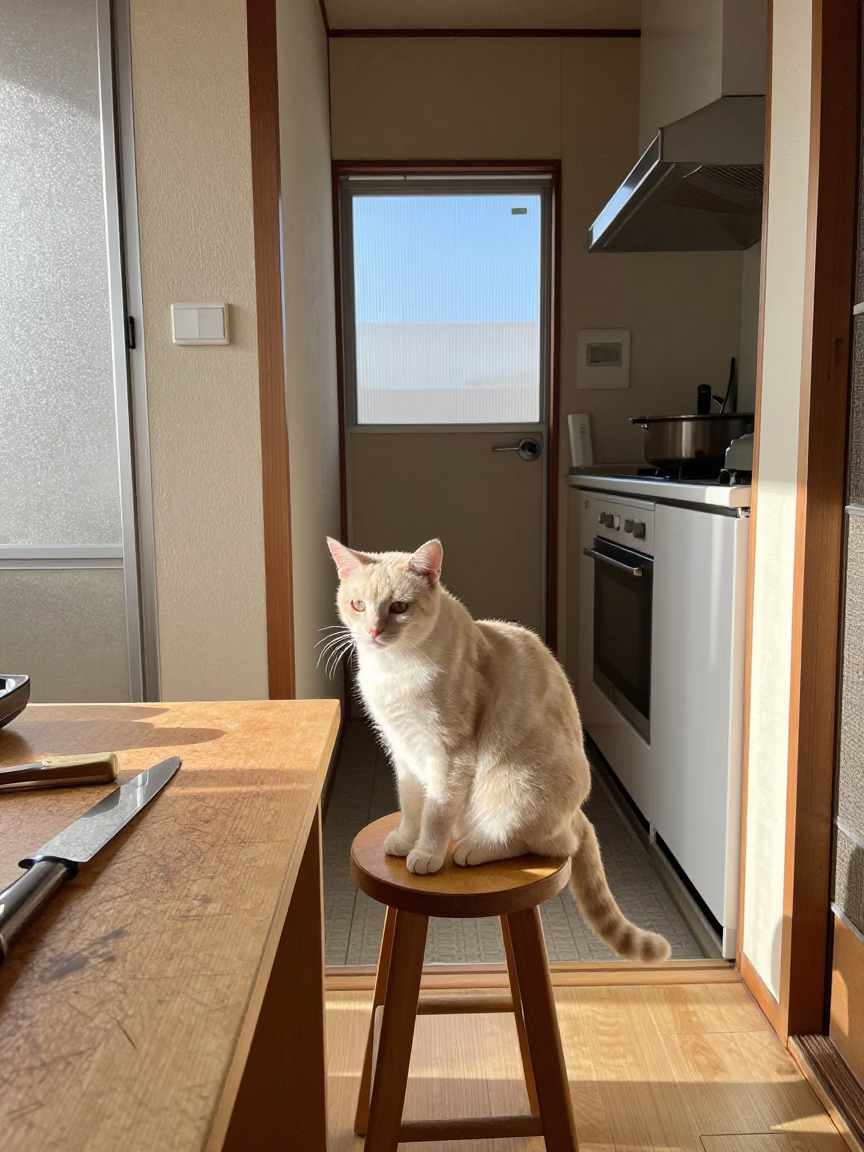 Cat in Tokyo at Late Morning Light in in Tokyo, Japan