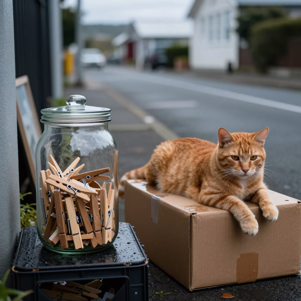 Cat in Wellington at Noon Light in in Wellington, New Zealand