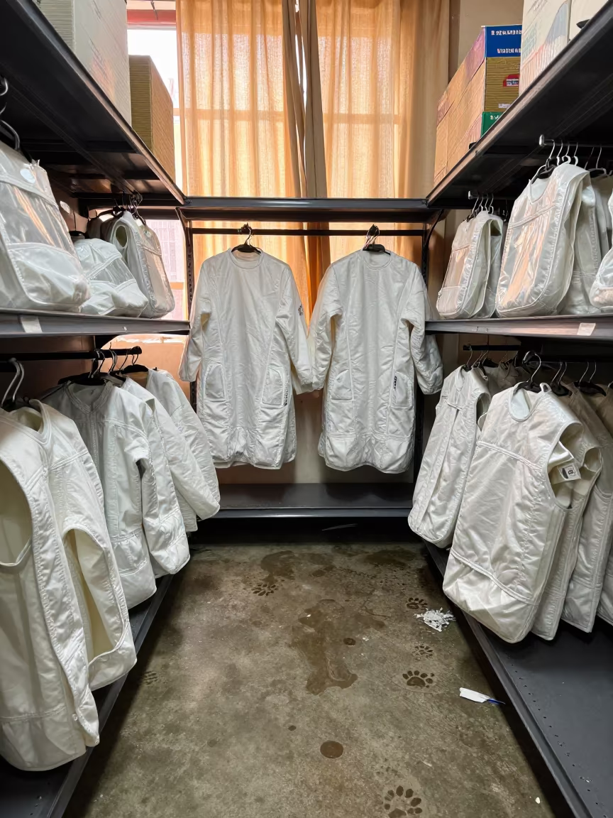 Cat Gown Shelf with Paw Prints in inside a pet store aisle near Oran